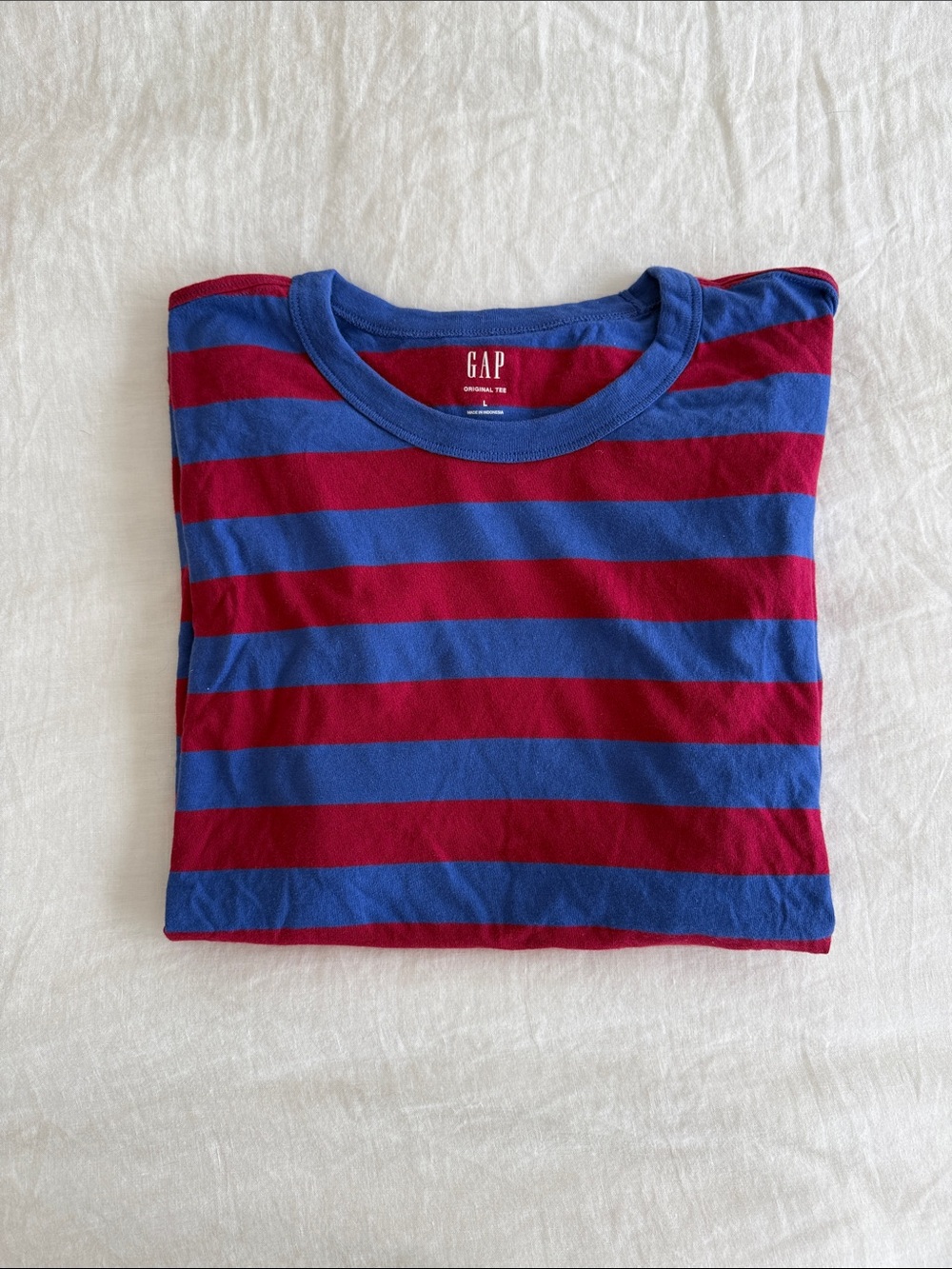 GAP Bold Striped Tee in Crimson and Royal Blue